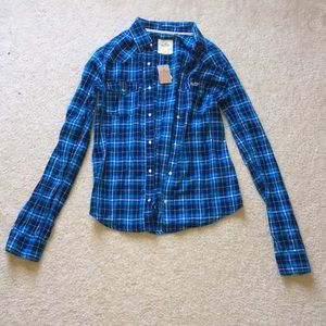 Blue plaid shirt (Hollister)